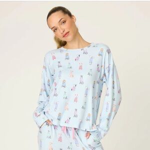 PJ Salvage Doggone cold dog print pointelle long sleeve top.